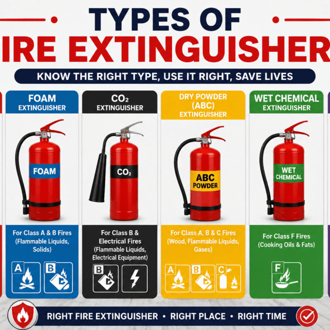 Types of Fire Extinguisher: Complete Guide to Fire Classes, Uses, and Safety Applications