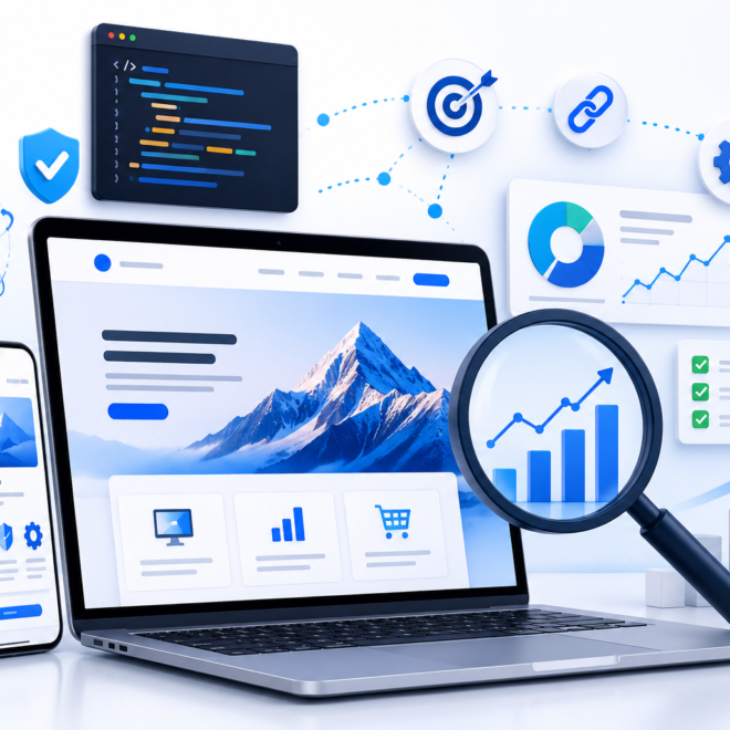 create image “The Importance of Website Development and SEO Services for Modern Businesses” avoid text, size 3:2