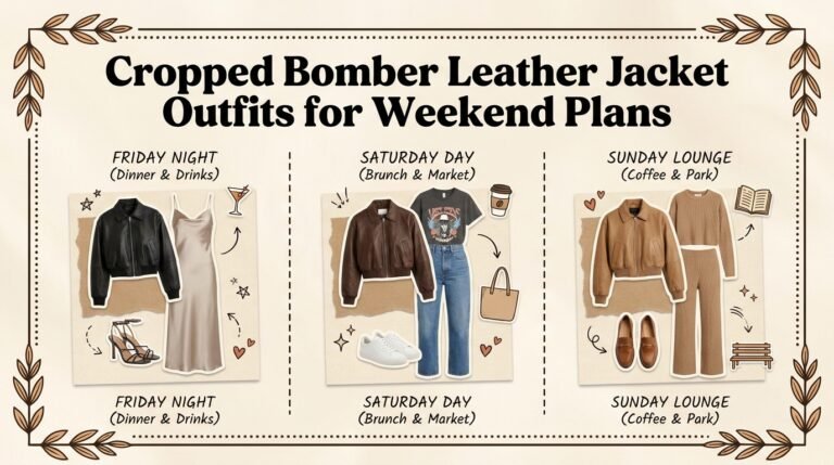 Cropped Bomber Leather Jacket Outfits for Weekend Plans